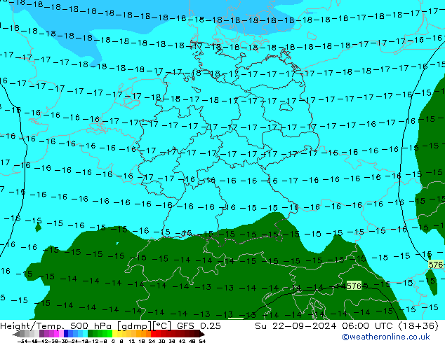 Z500/Rain (+SLP)/Z850 GFS 0.25 dom 22.09.2024 06 UTC