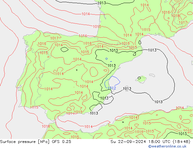 GFS 0.25: zo 22.09.2024 18 UTC