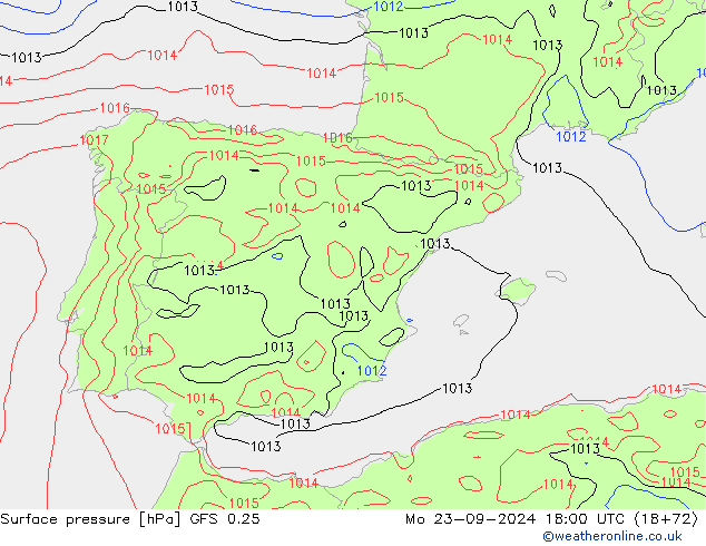 GFS 0.25: Pzt 23.09.2024 18 UTC