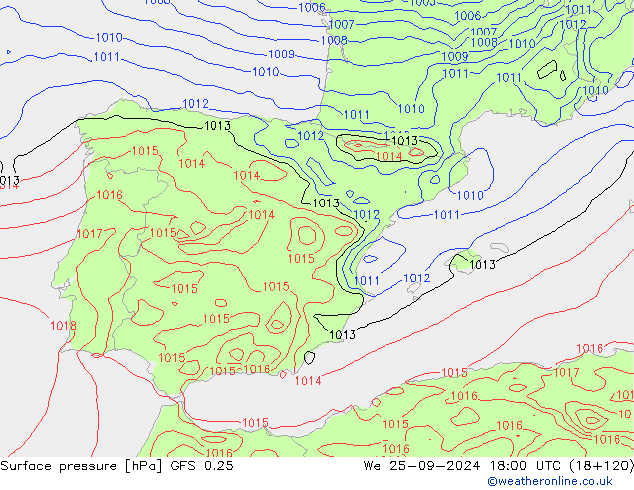 GFS 0.25: Çar 25.09.2024 18 UTC