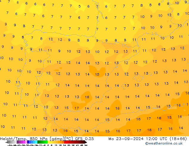 Z500/Rain (+SLP)/Z850 GFS 0.25 pon. 23.09.2024 12 UTC