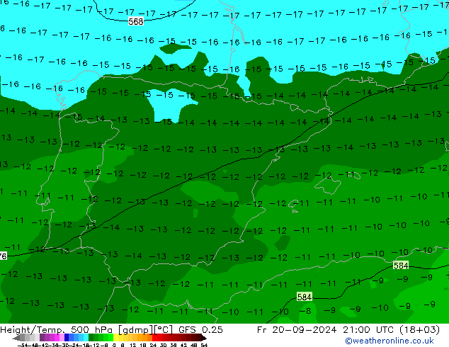 Z500/Rain (+SLP)/Z850 GFS 0.25 пт 20.09.2024 21 UTC