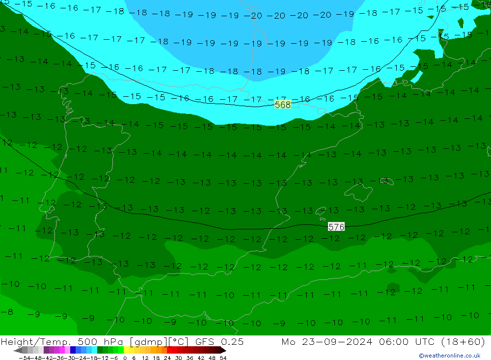 Z500/Rain (+SLP)/Z850 GFS 0.25 Mo 23.09.2024 06 UTC