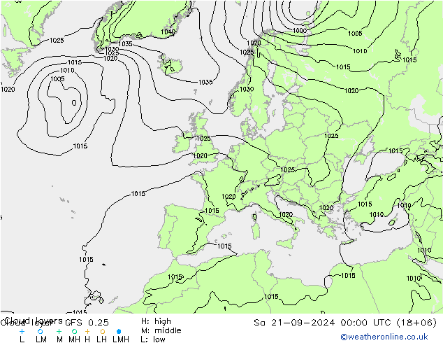 Wolkenschichten GFS 0.25 Sa 21.09.2024 00 UTC