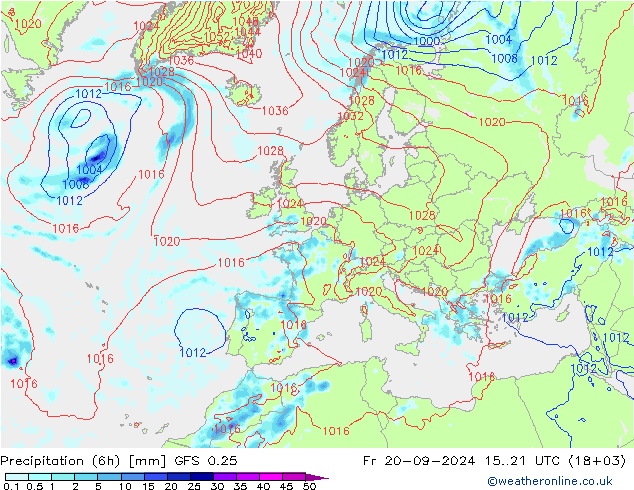 Z500/Rain (+SLP)/Z850 GFS 0.25 Fr 20.09.2024 21 UTC