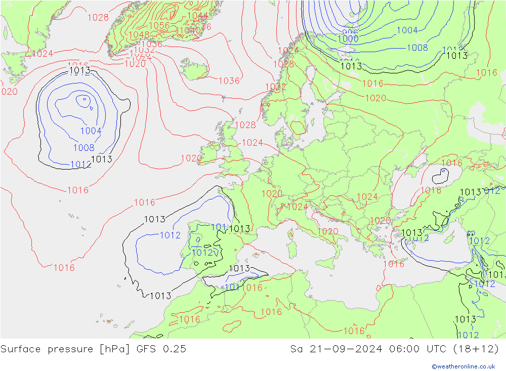 Bodendruck GFS 0.25 Sa 21.09.2024 06 UTC