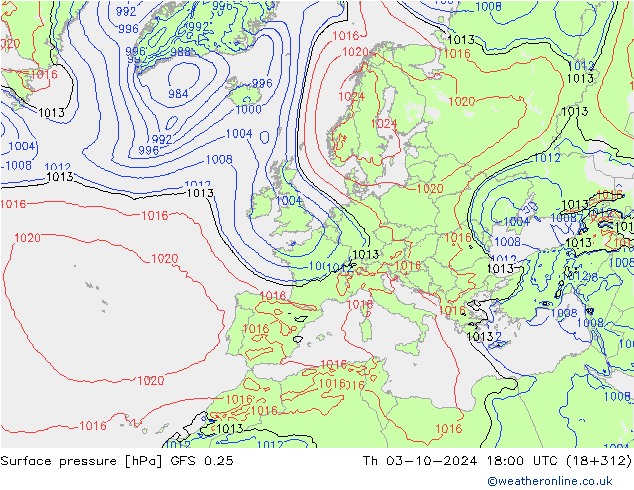 GFS 0.25: jue 03.10.2024 18 UTC