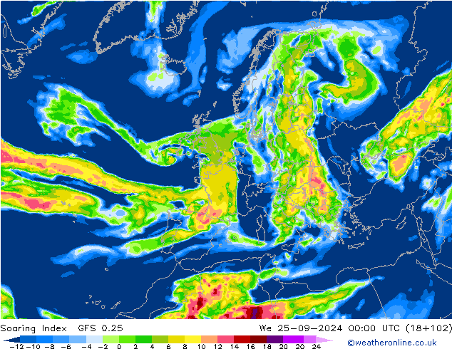 Soaring Index GFS 0.25 Mi 25.09.2024 00 UTC