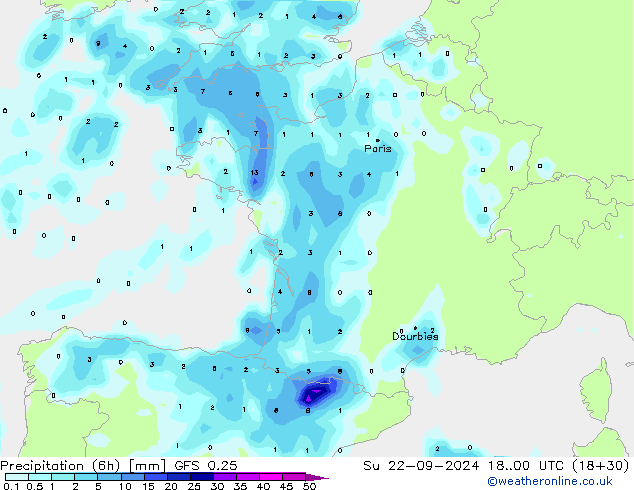 Z500/Rain (+SLP)/Z850 GFS 0.25 dim 22.09.2024 00 UTC