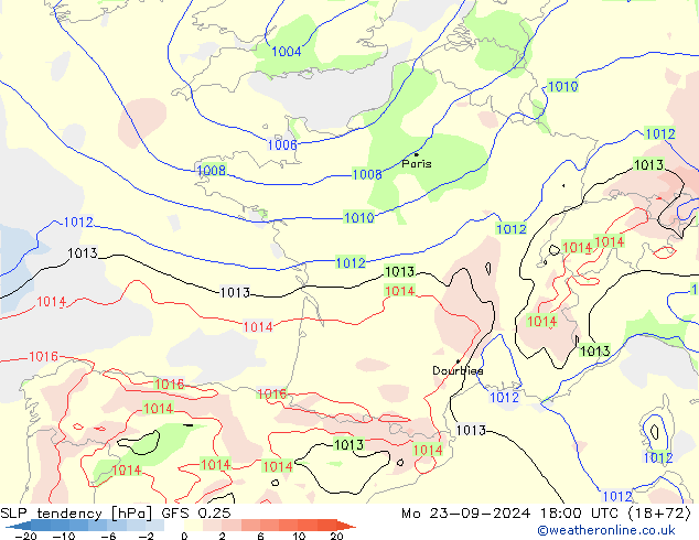 тенденция давления GFS 0.25 пн 23.09.2024 18 UTC