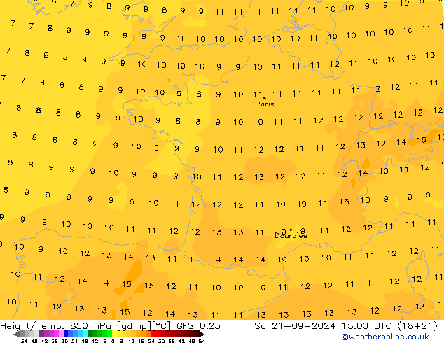 Z500/Rain (+SLP)/Z850 GFS 0.25  21.09.2024 15 UTC