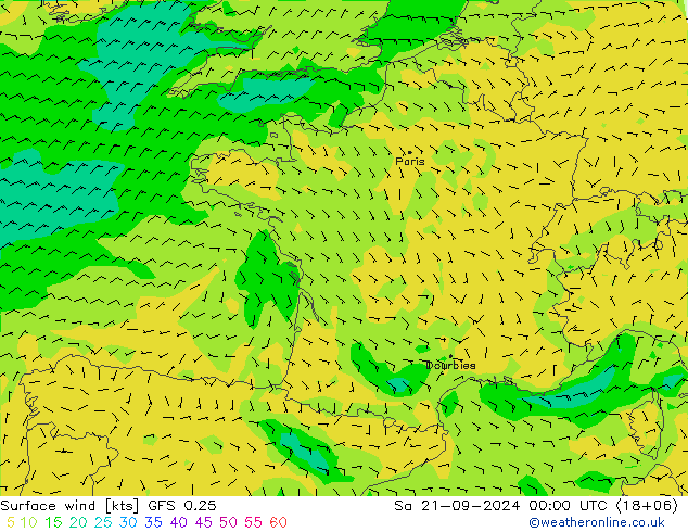 Bodenwind GFS 0.25 Sa 21.09.2024 00 UTC