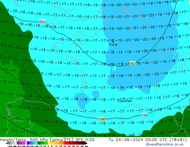 Z500/Regen(+SLP)/Z850 GFS 0.25 di 24.09.2024 03 UTC