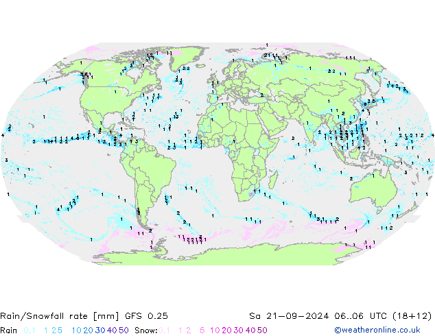 Rain/Snowfall rate GFS 0.25 Sa 21.09.2024 06 UTC