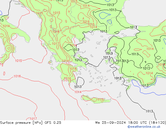 приземное давление GFS 0.25 ср 25.09.2024 18 UTC