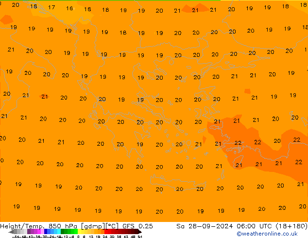 Z500/Yağmur (+YB)/Z850 GFS 0.25 Cts 28.09.2024 06 UTC