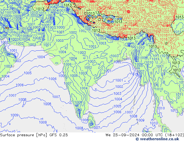 GFS 0.25: Çar 25.09.2024 00 UTC