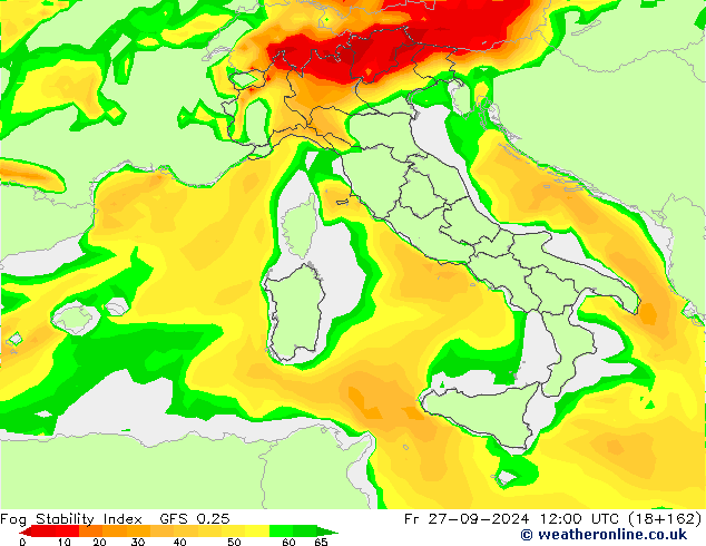 Fog Stability Index GFS 0.25 Fr 27.09.2024 12 UTC