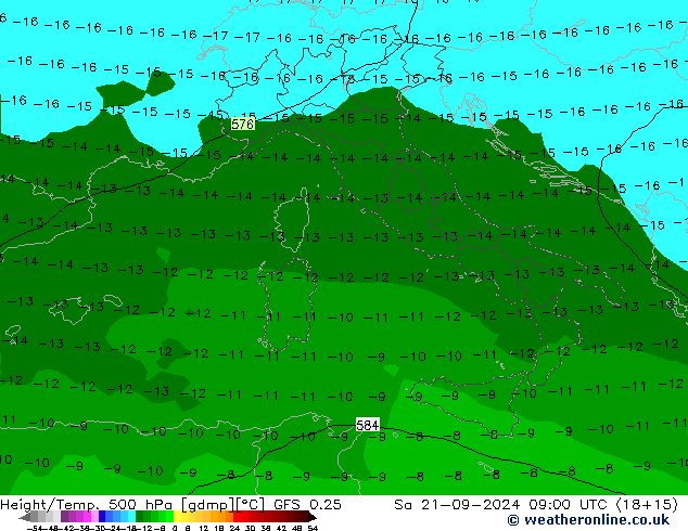 Z500/Rain (+SLP)/Z850 GFS 0.25 So 21.09.2024 09 UTC