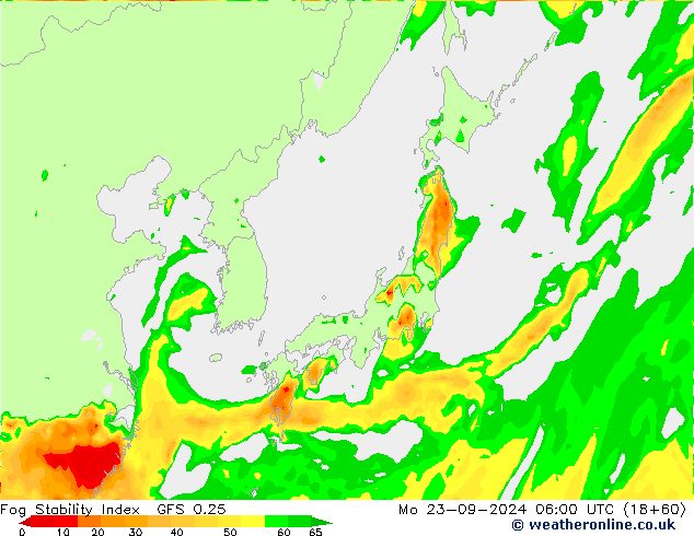 Fog Stability Index GFS 0.25 lun 23.09.2024 06 UTC