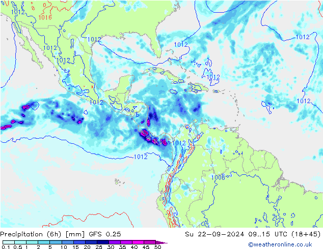 Z500/Rain (+SLP)/Z850 GFS 0.25 Su 22.09.2024 15 UTC