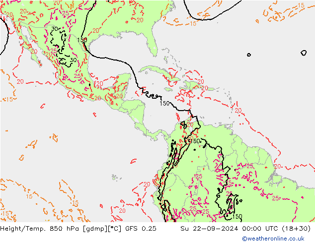 Z500/Rain (+SLP)/Z850 GFS 0.25 Su 22.09.2024 00 UTC