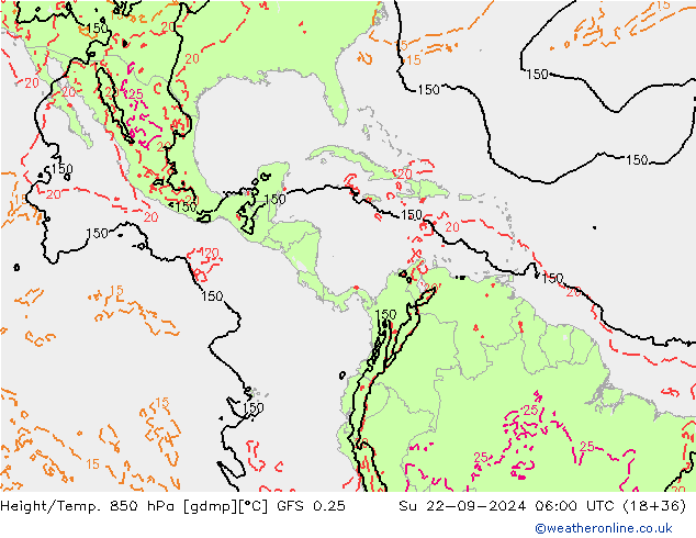 Z500/Rain (+SLP)/Z850 GFS 0.25 Su 22.09.2024 06 UTC