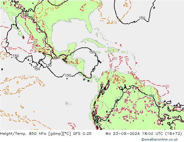 Z500/Rain (+SLP)/Z850 GFS 0.25 Po 23.09.2024 18 UTC