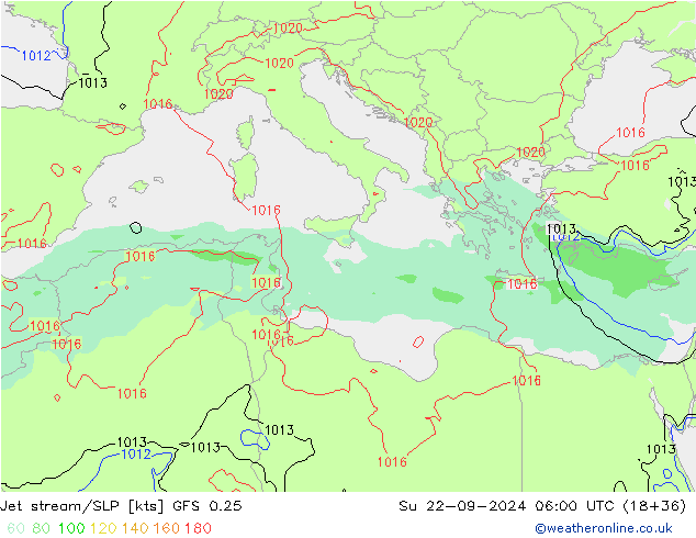 Jet stream/SLP GFS 0.25 Su 22.09.2024 06 UTC