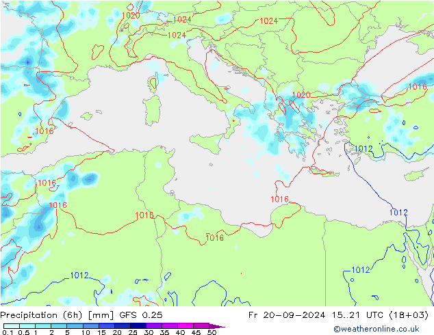 Z500/Rain (+SLP)/Z850 GFS 0.25 ven 20.09.2024 21 UTC