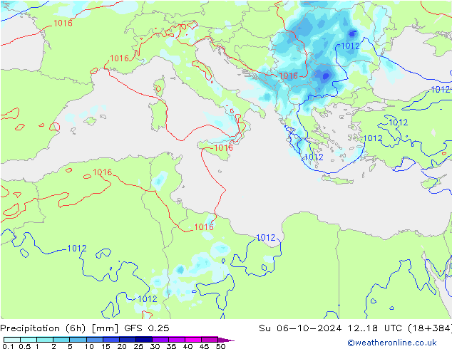 Z500/Rain (+SLP)/Z850 GFS 0.25 Su 06.10.2024 18 UTC