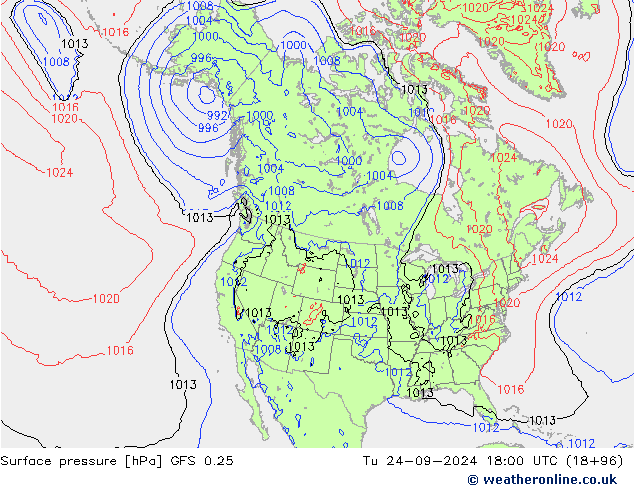 приземное давление GFS 0.25 вт 24.09.2024 18 UTC