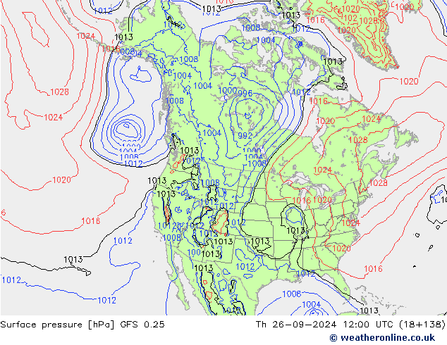 ciśnienie GFS 0.25 czw. 26.09.2024 12 UTC