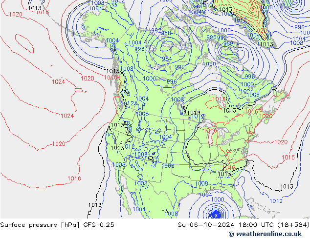 Bodendruck GFS 0.25 So 06.10.2024 18 UTC