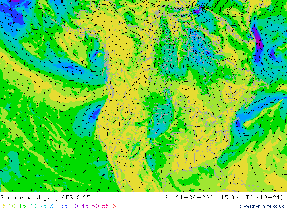 Bodenwind GFS 0.25 Sa 21.09.2024 15 UTC