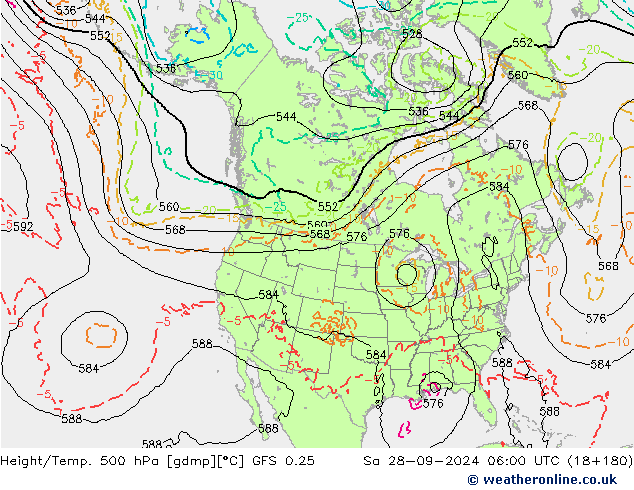 Height/Temp. 500 hPa GFS 0.25 Sa 28.09.2024 06 UTC