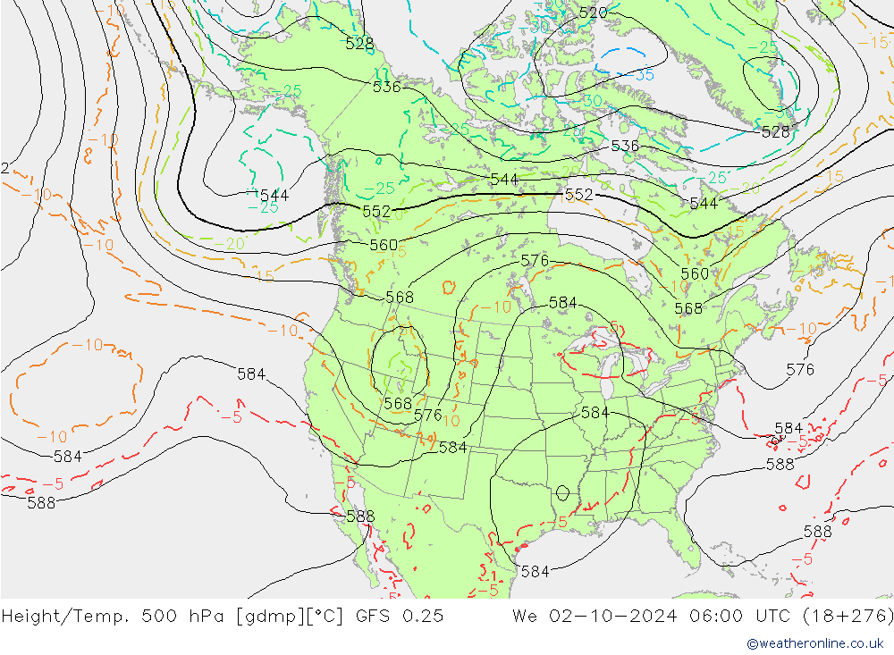 Z500/Rain (+SLP)/Z850 GFS 0.25 mer 02.10.2024 06 UTC