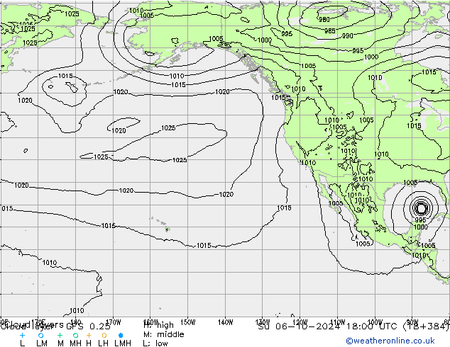 Chmura warstwa GFS 0.25 nie. 06.10.2024 18 UTC