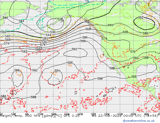 Z500/Rain (+SLP)/Z850 GFS 0.25 Po 23.09.2024 00 UTC