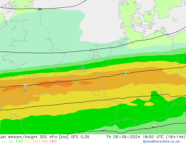 Jet stream/Height 300 hPa GFS 0.25 Th 26.09.2024 18 UTC