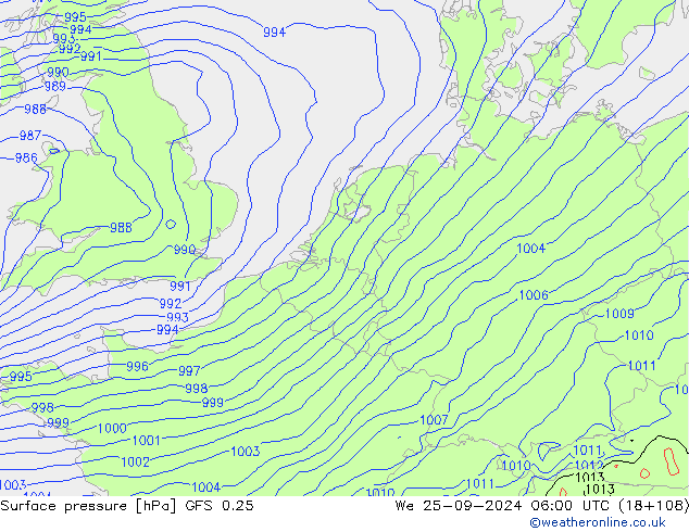 GFS 0.25: mer 25.09.2024 06 UTC