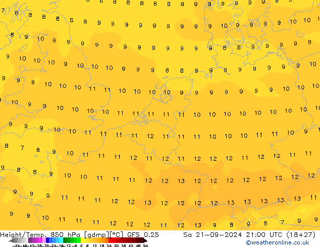 Z500/Rain (+SLP)/Z850 GFS 0.25 Sáb 21.09.2024 21 UTC