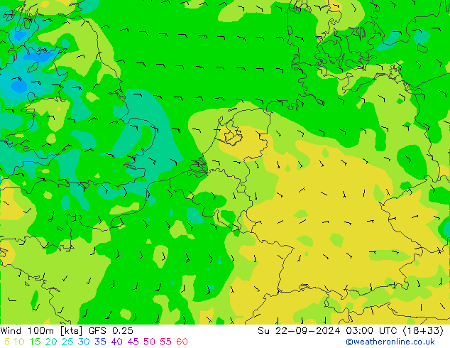 Wind 100m GFS 0.25 Su 22.09.2024 03 UTC