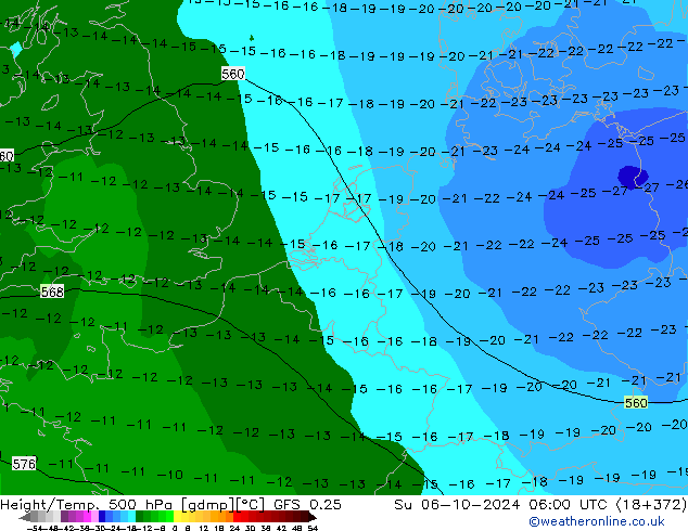 Z500/Regen(+SLP)/Z850 GFS 0.25 zo 06.10.2024 06 UTC