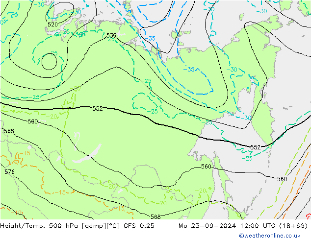 Géop./Temp. 500 hPa GFS 0.25 lun 23.09.2024 12 UTC