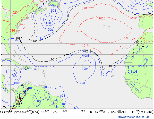 pressão do solo GFS 0.25 Qui 03.10.2024 06 UTC