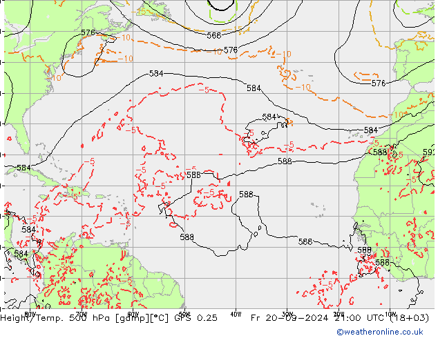 Z500/Rain (+SLP)/Z850 GFS 0.25 Sex 20.09.2024 21 UTC