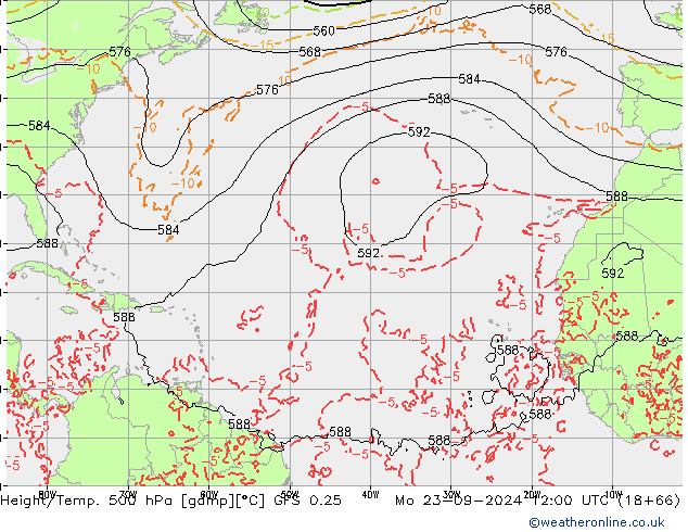 Z500/Rain (+SLP)/Z850 GFS 0.25 Mo 23.09.2024 12 UTC