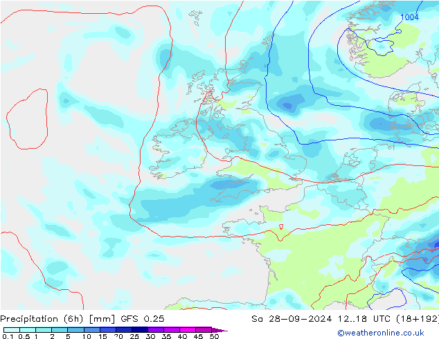 Z500/Regen(+SLP)/Z850 GFS 0.25 za 28.09.2024 18 UTC