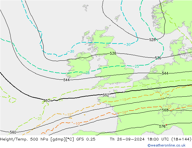 Z500/Rain (+SLP)/Z850 GFS 0.25 Qui 26.09.2024 18 UTC